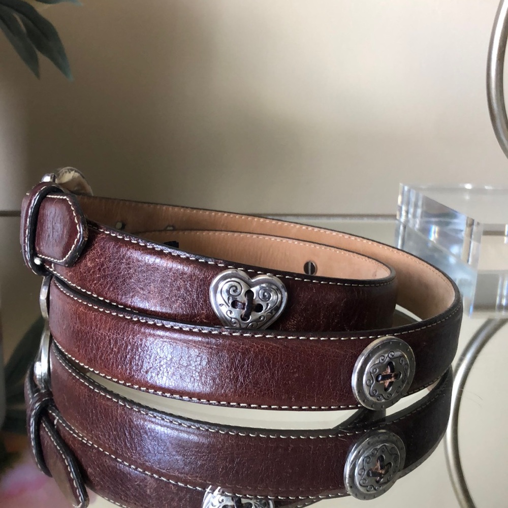 Vintage BRIGHTON Brown Genuine Leather Western Belt - Picture 2 of 8